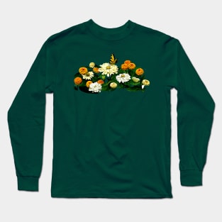 Zinnias - Tiger Swallowtail Butterfly on Zinnia Long Sleeve T-Shirt